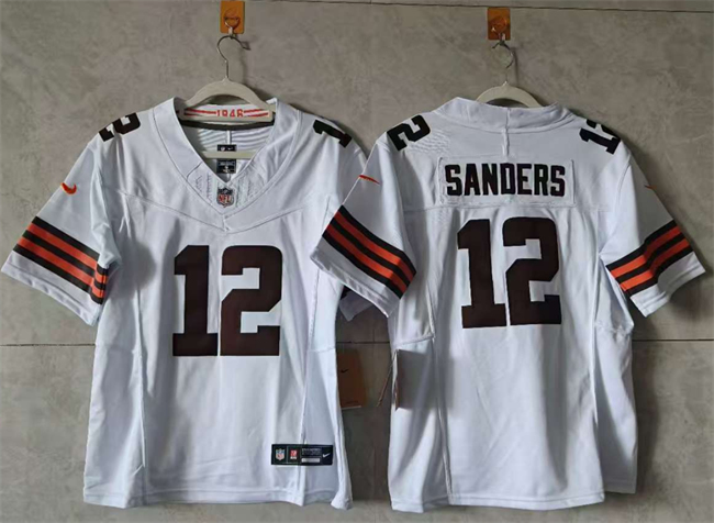 Women's Cleveland Browns #12 Shedeur Sanders White 2024 F.U.S.E. Stitched Jersey(Run Small)